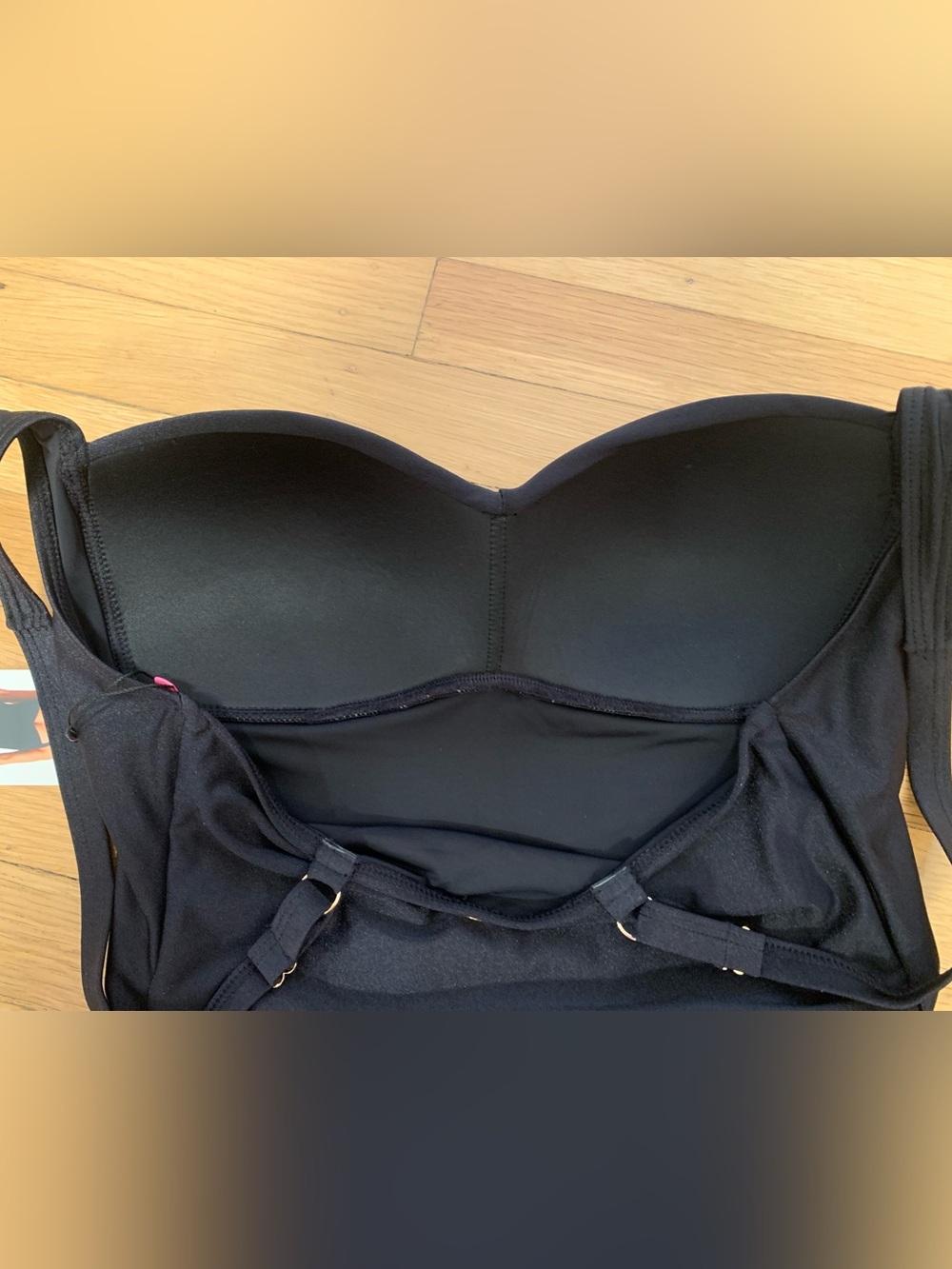 NWT BETSEY JOHNSON BLACK 1-Piece Bandeau Style Swimsuit in Size L - Picture 8 of 13